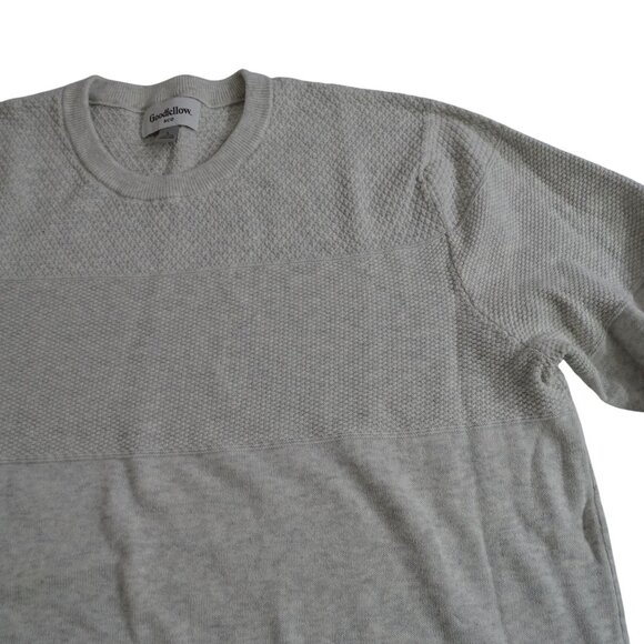 Goodfellow Mens Textured Knit Sweater Size L Heather Gray Long Sleeve Cotton - Picture 2 of 9